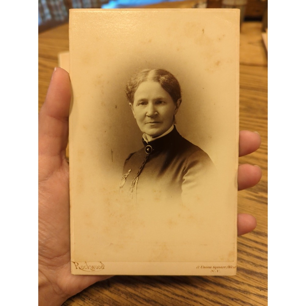 Antique Cabinet Card Lady Woman Photo Victorian Portrait Rockwood New York NY